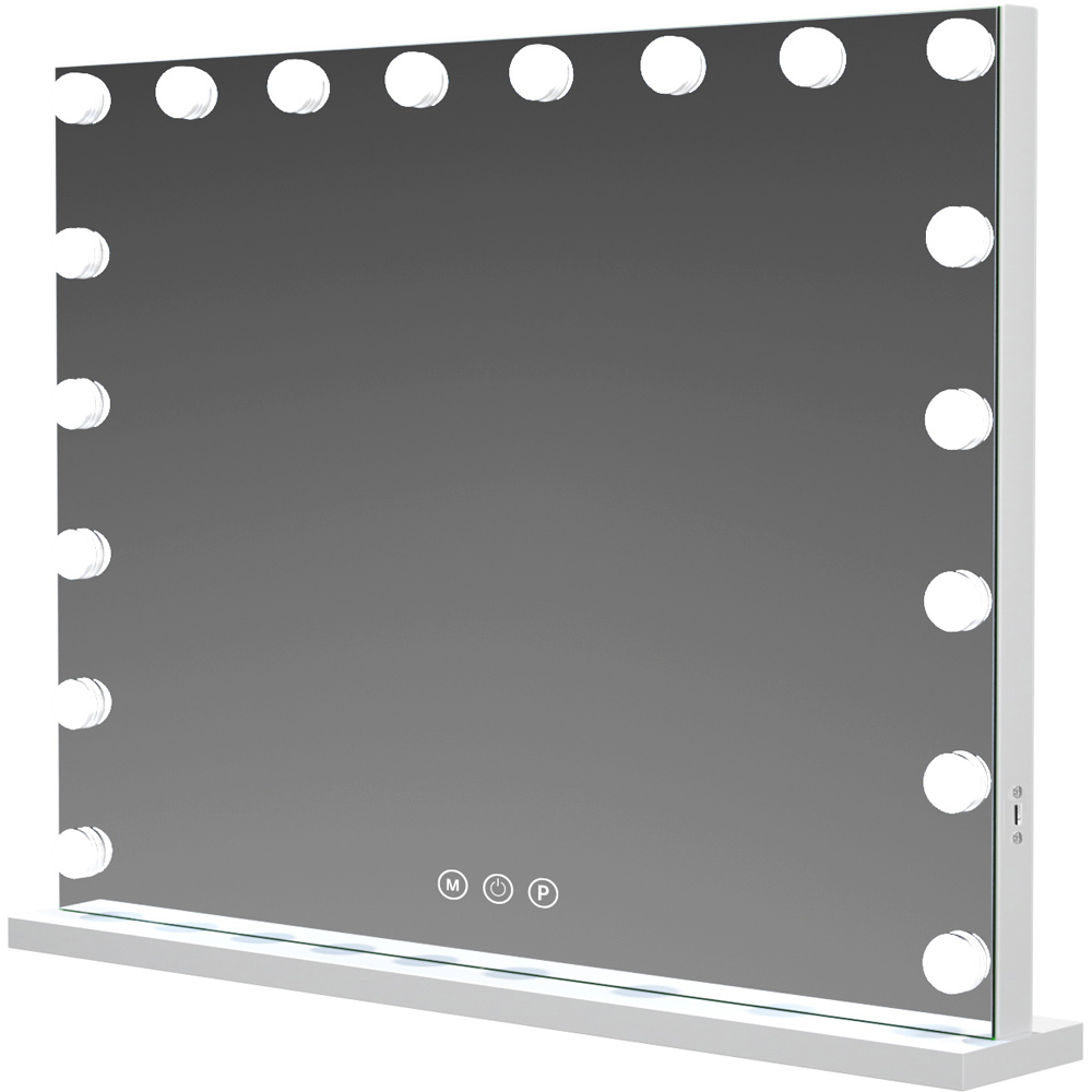 Jack Stonehouse White Caludette Hollywood Vanity Mirror with 18 LED Bulbs Image 1