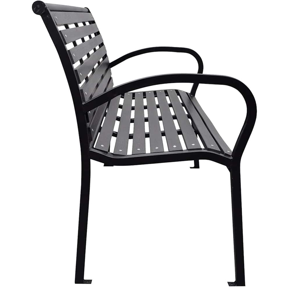 vidaXL 2 Seater Black Steel Frame and WPC Slats Garden Bench Image 3