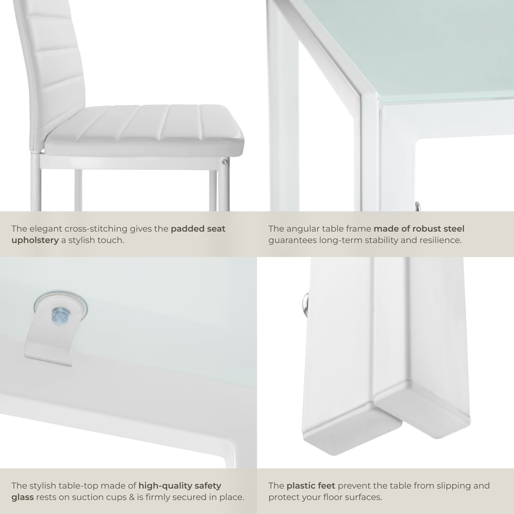 tectake Brandenburg 6 Seater White Faux Leather Dining Table Set Image 5