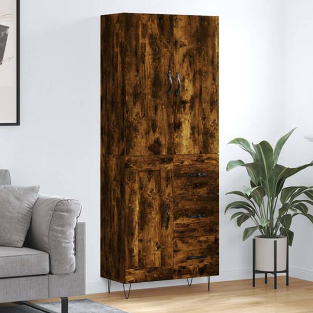 vidaXL 3 Door 3 Drawer Smoked Oak Highboard Image 1