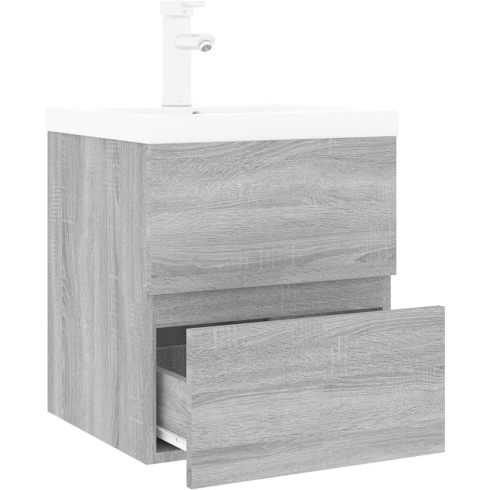 vidaXL 2 Drawer Grey Sonoma and White Sink Cabinet with Basin Image 3
