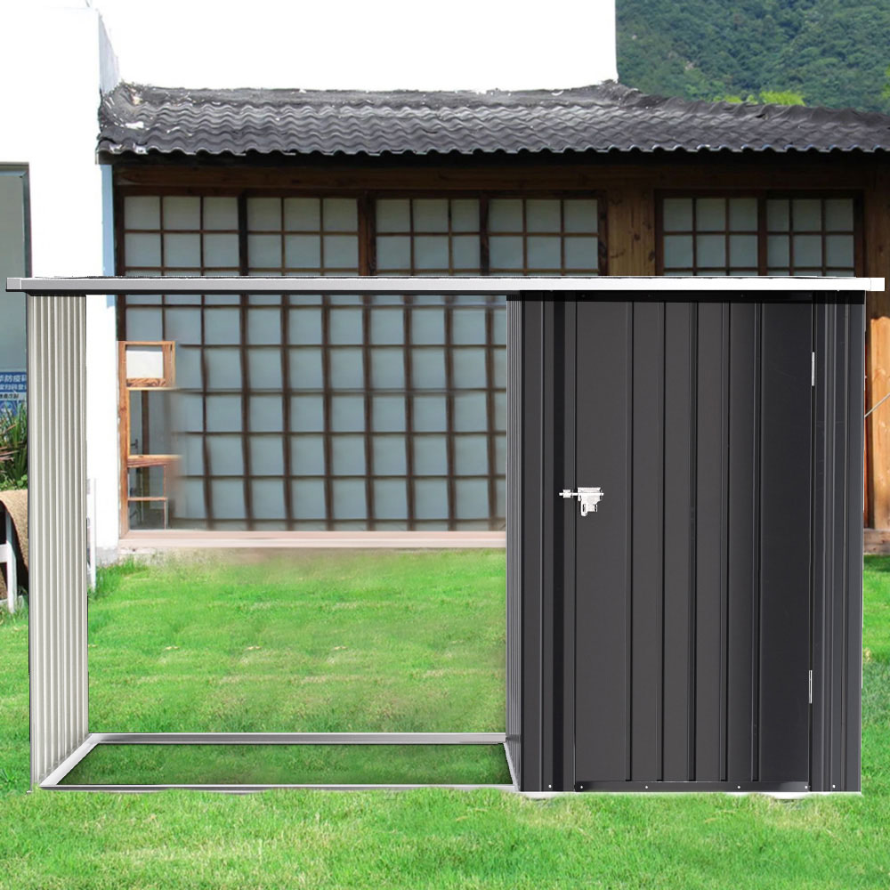 Living and Home 5.2 x 8.2 x 3.3ft Black Garden Storage Shed with Stacking Rack Image 5