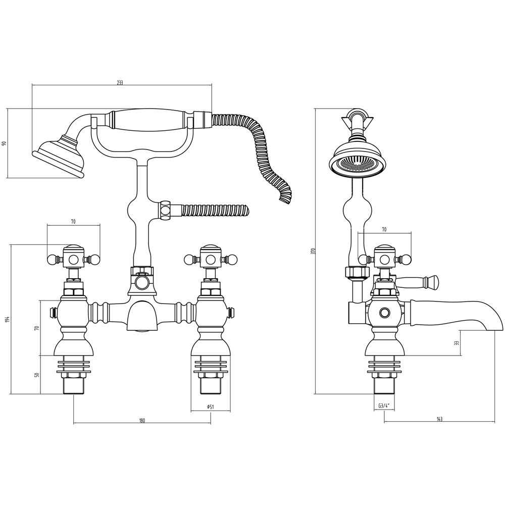 Bathstore Porto Chrome Bath Shower Mixer Kit Image 5