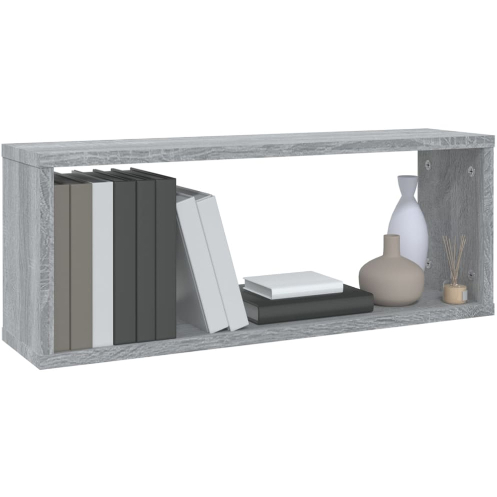 vidaXL 60cm Grey Sonoma Cube Wall Shelf Set of 6 Image 6