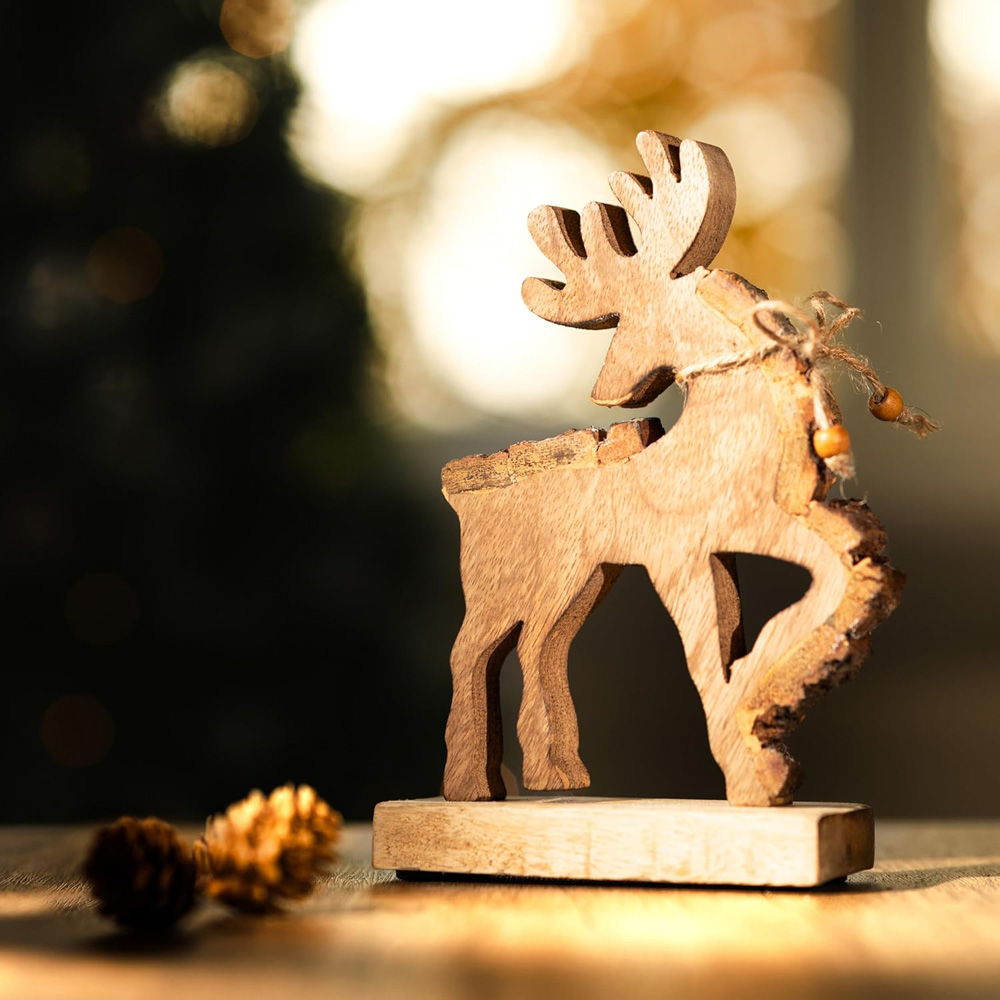 Marco Paul Wooden Reindeer Christmas Decoration Image 3