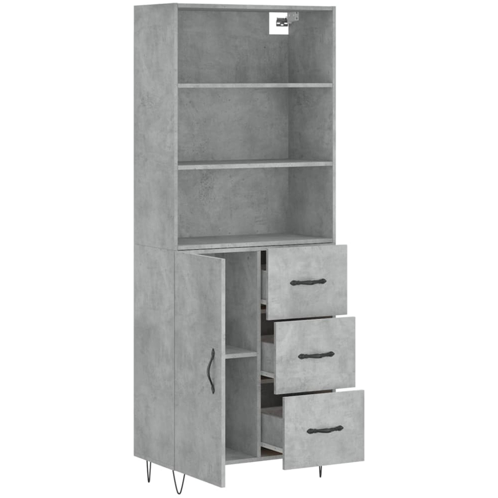 vidaXL Single Door 3 Drawer 3 Shelf Grey Sonoma Tall Highboard Image 4