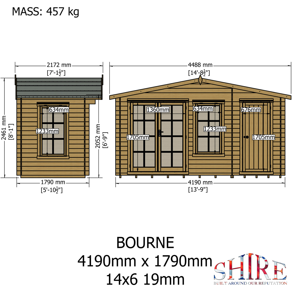 Shire Bourne 14 x 6ft Dual-Purpose Apex Garden Log Cabin with Integral Storage Image 9