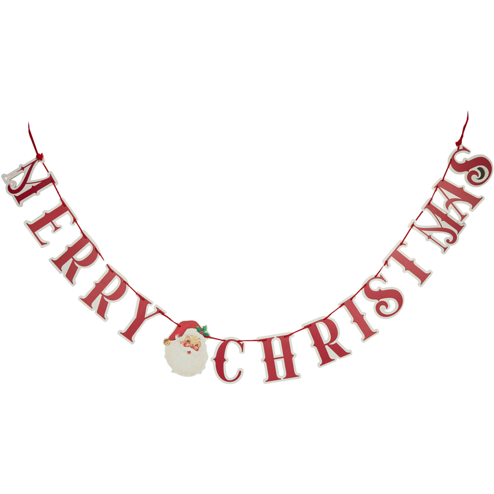 Merry Christmas Wooden Banner Red Image 1