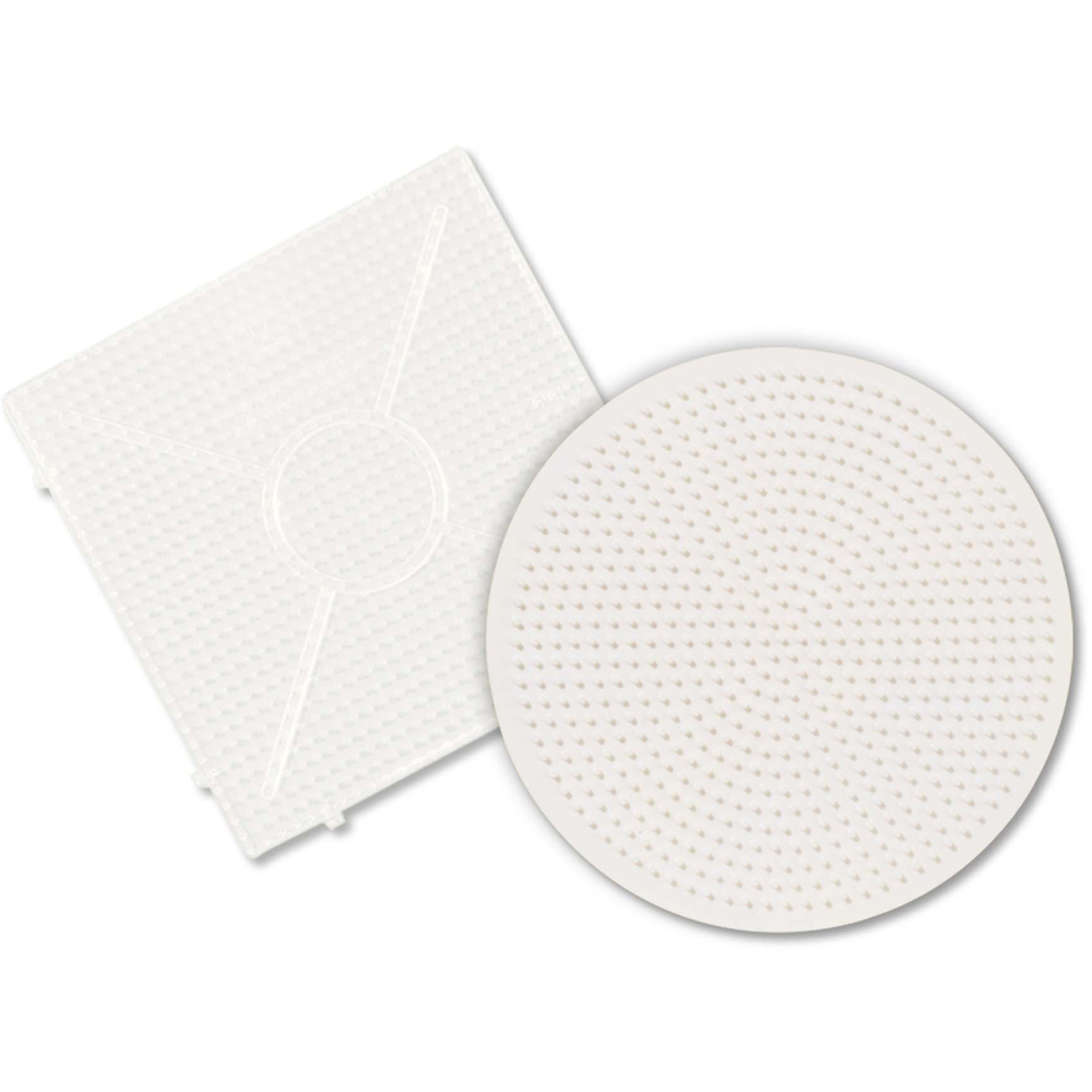 SES Creative Beedz Round and Square Iron On Beads Base Plate Pegboard 2 Piece Image 2