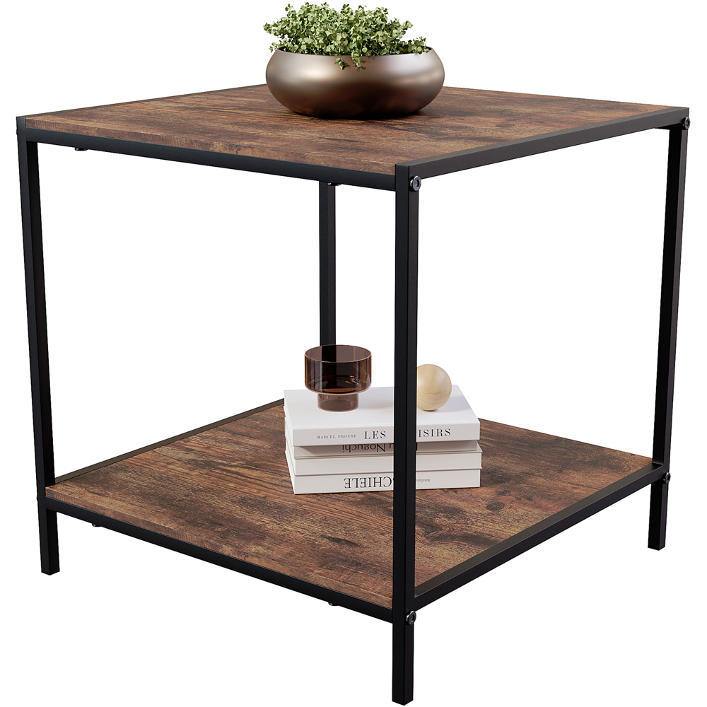Vida Designs Brooklyn Dark Wood Metal Frame End Table Image 2