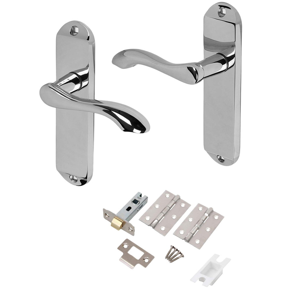 Golden Grace Polished Chrome Cadenza Door Handle Set 7 Pack Image 1