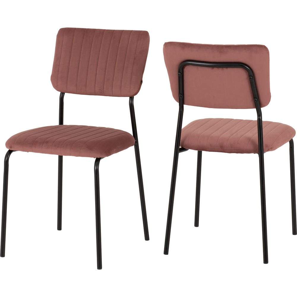 Seconique Sheldon Set of 4 Pink Velvet Dining Chairs Image 2