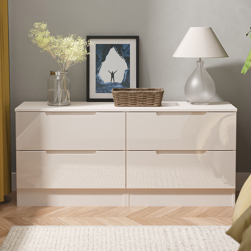 Crowndale Milan 4 Drawer Grey Gloss and Oak Bed Box Image 1