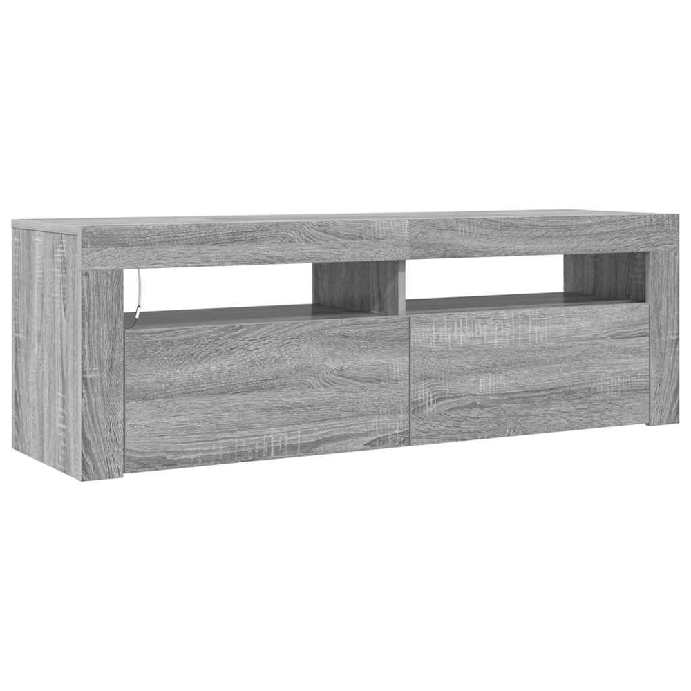 vidaXL 2 Door 2 Shelf Grey Sonoma TV Cabinet with RGB LED Lights Image 2