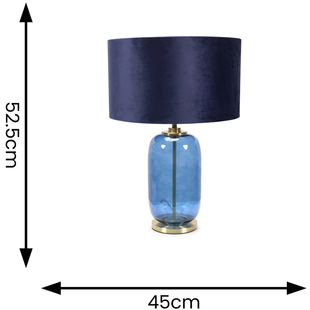 ValueLights Leigh Reni Navy Blue Velvet Shade Navy Blue Glass LED Table Lamp Image 4