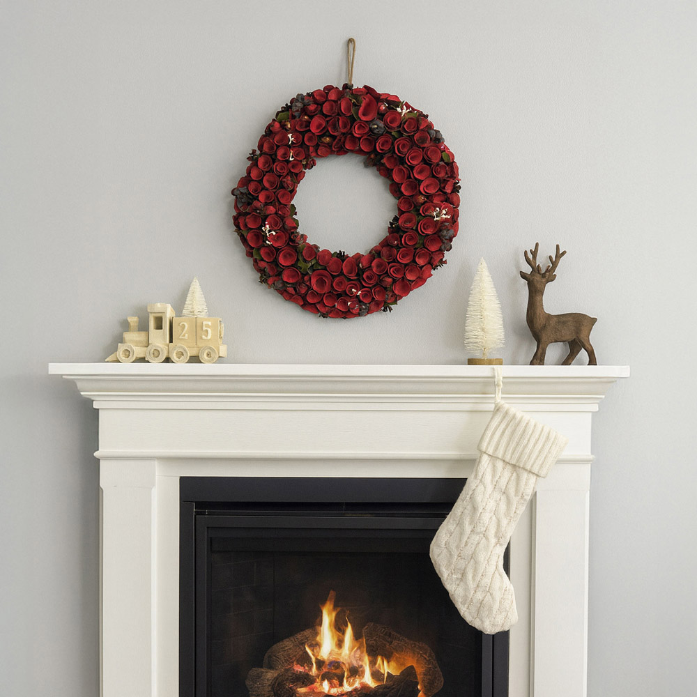 Neo Luxury XL Red Rose Christmas Door Wreath 50cm Image 6
