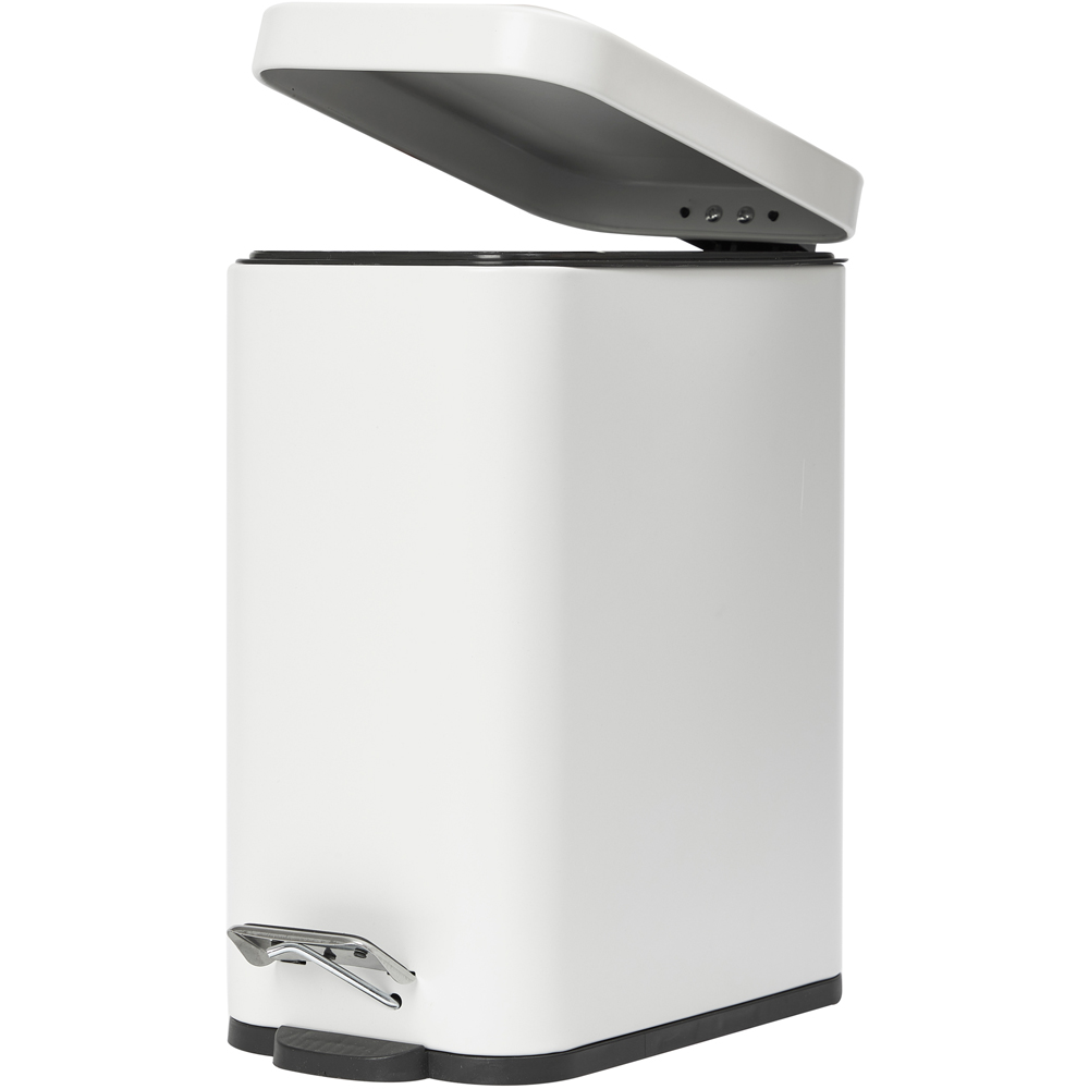 Pifco Slim Line White Steel Pedal Bin with Slow Close Lid 5L Image 3