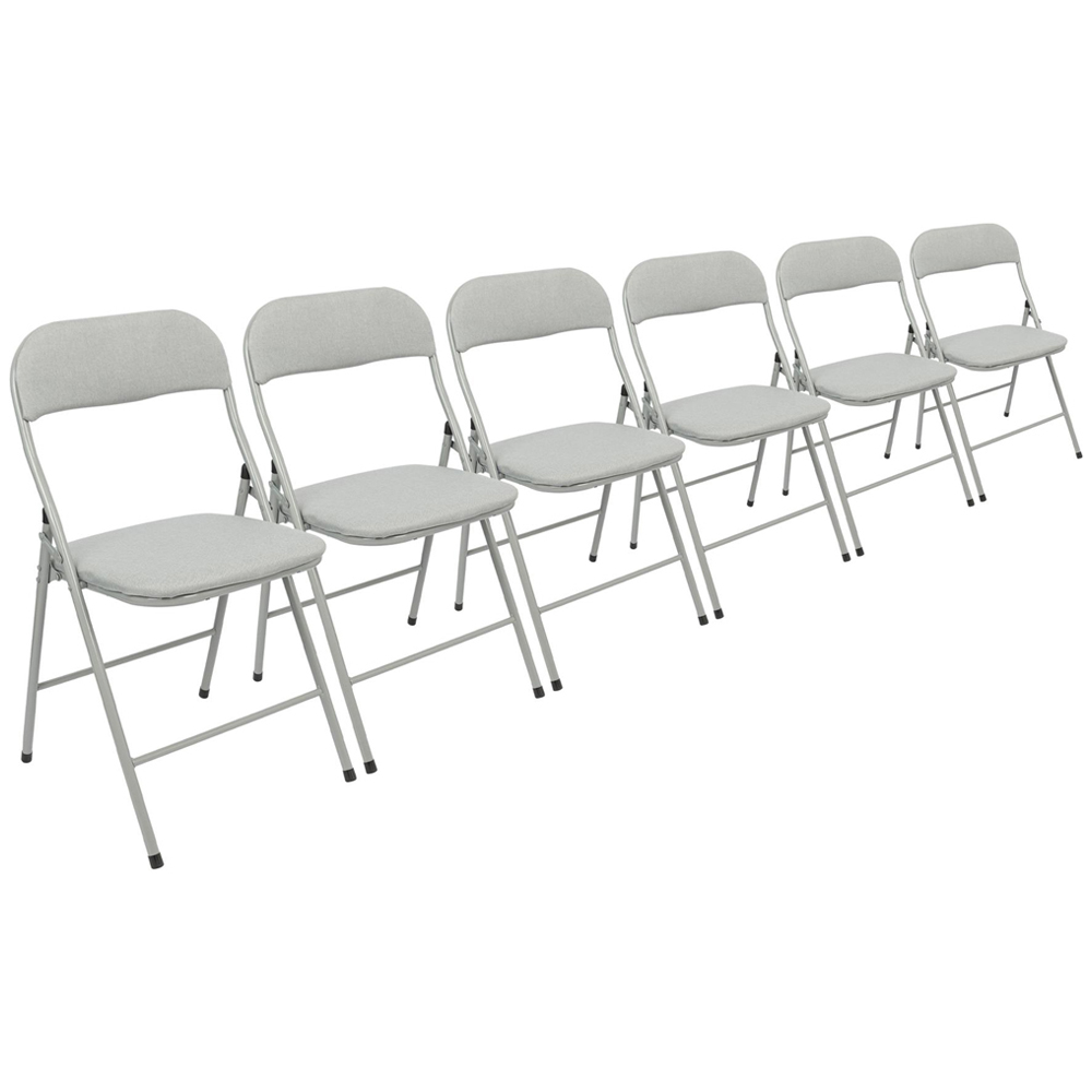 Harbour Housewares Set of 6 Grey Fabric Padded Metal Foldable Chair Image 2