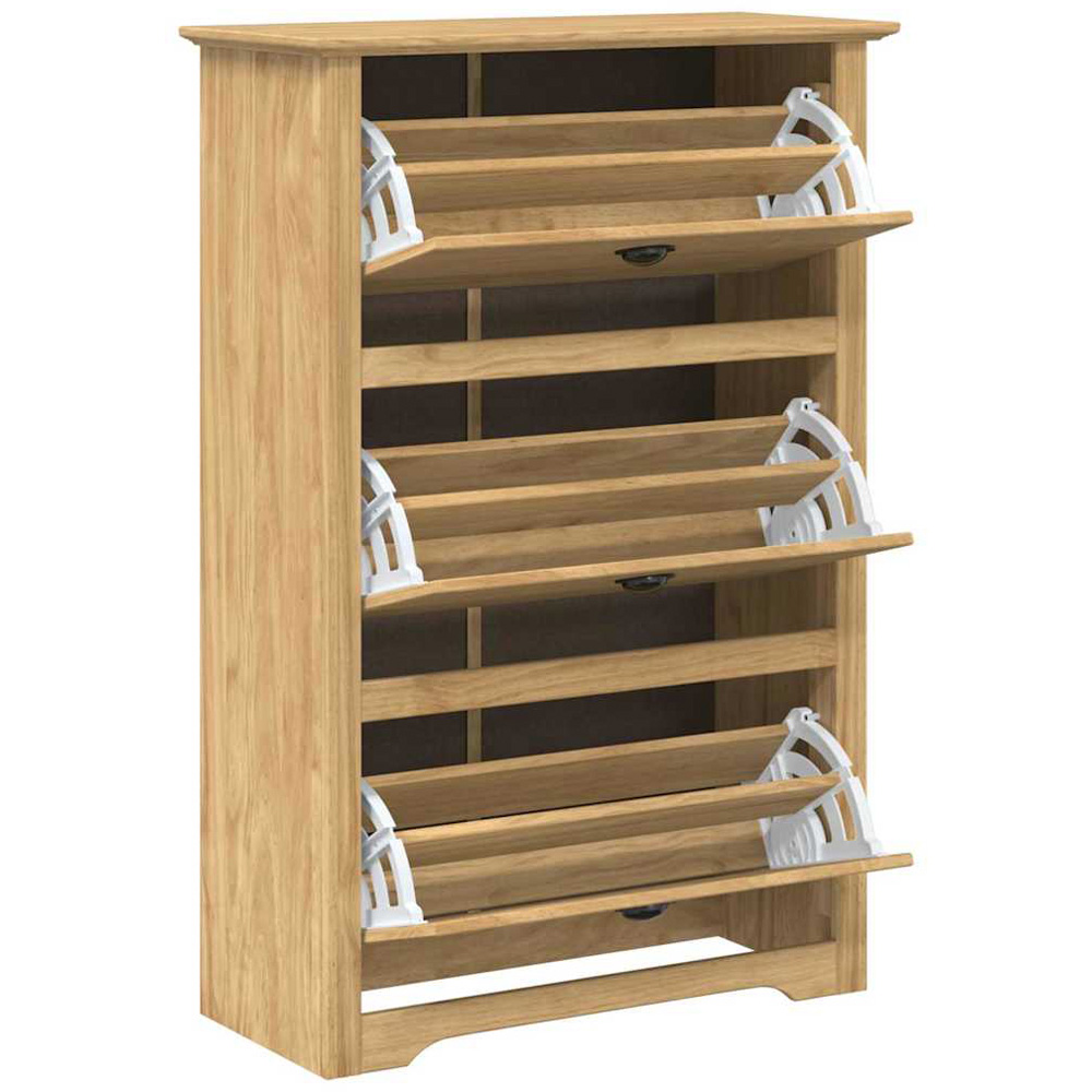 vidaXL Bodo 3 Flip Door Honey Brown Shoe Storage Cabinet Image 3