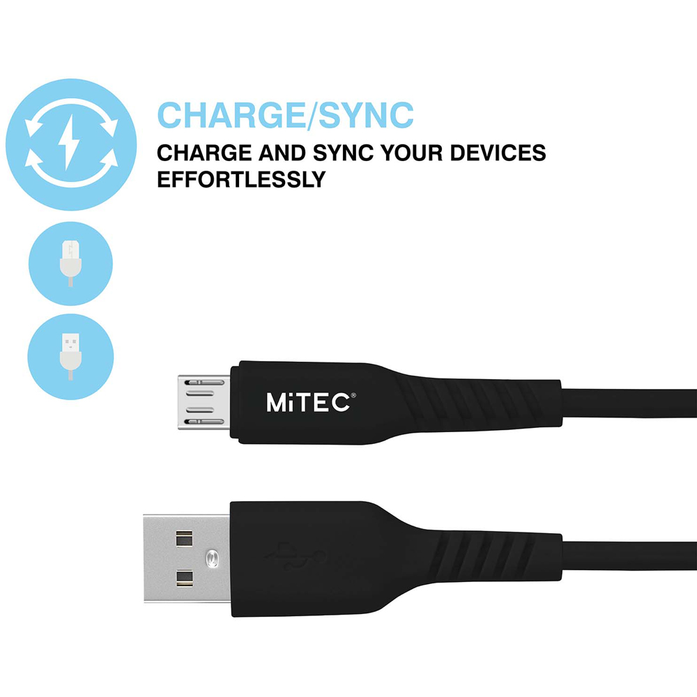 MiTEC MiPOWER Black Micro USB to USB-A Cable 1m Image 3