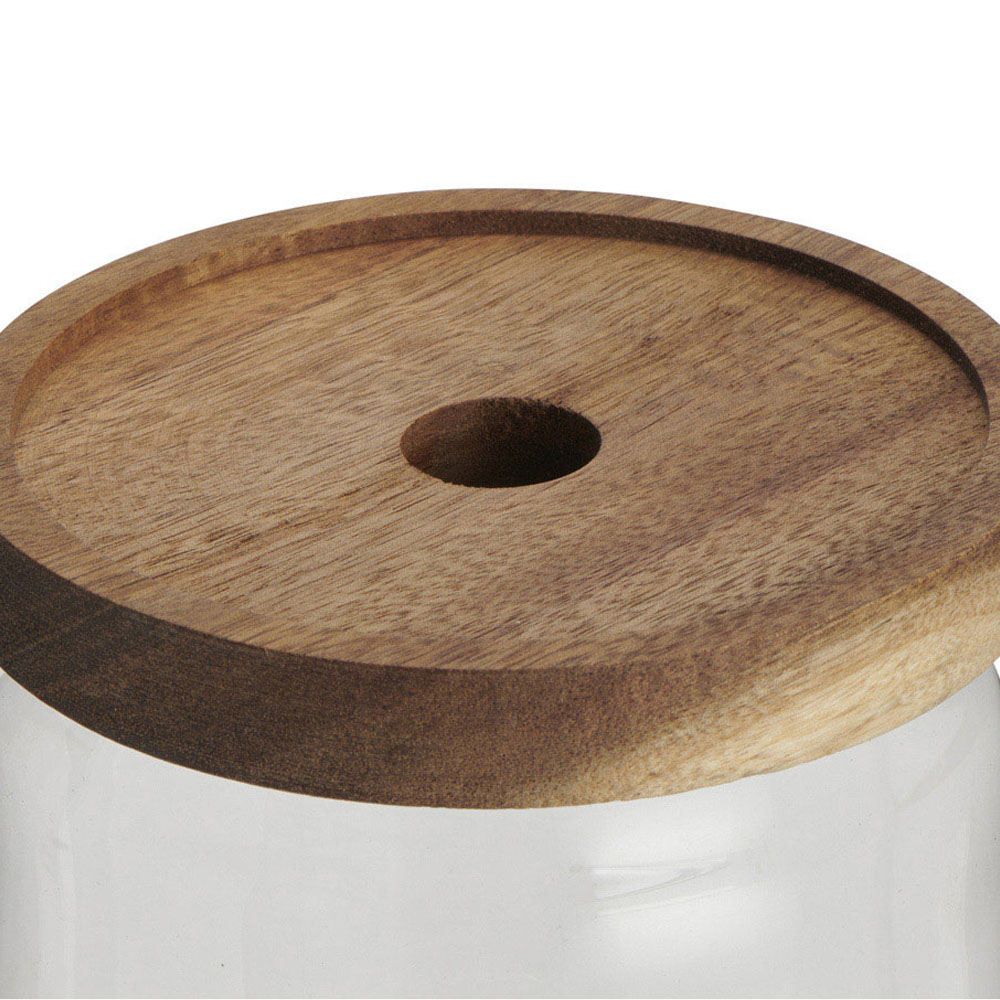 Wilko 1260ml Acacia Wood Lid Glass Jar Image 2