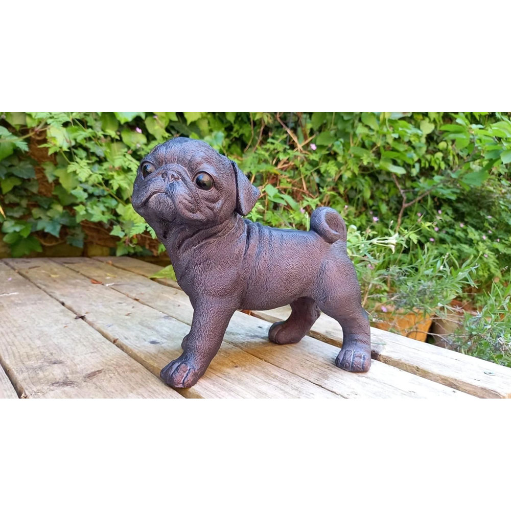 Inspirational Gifting Pug Dog Polystone Resin Garden Ornament Image 2