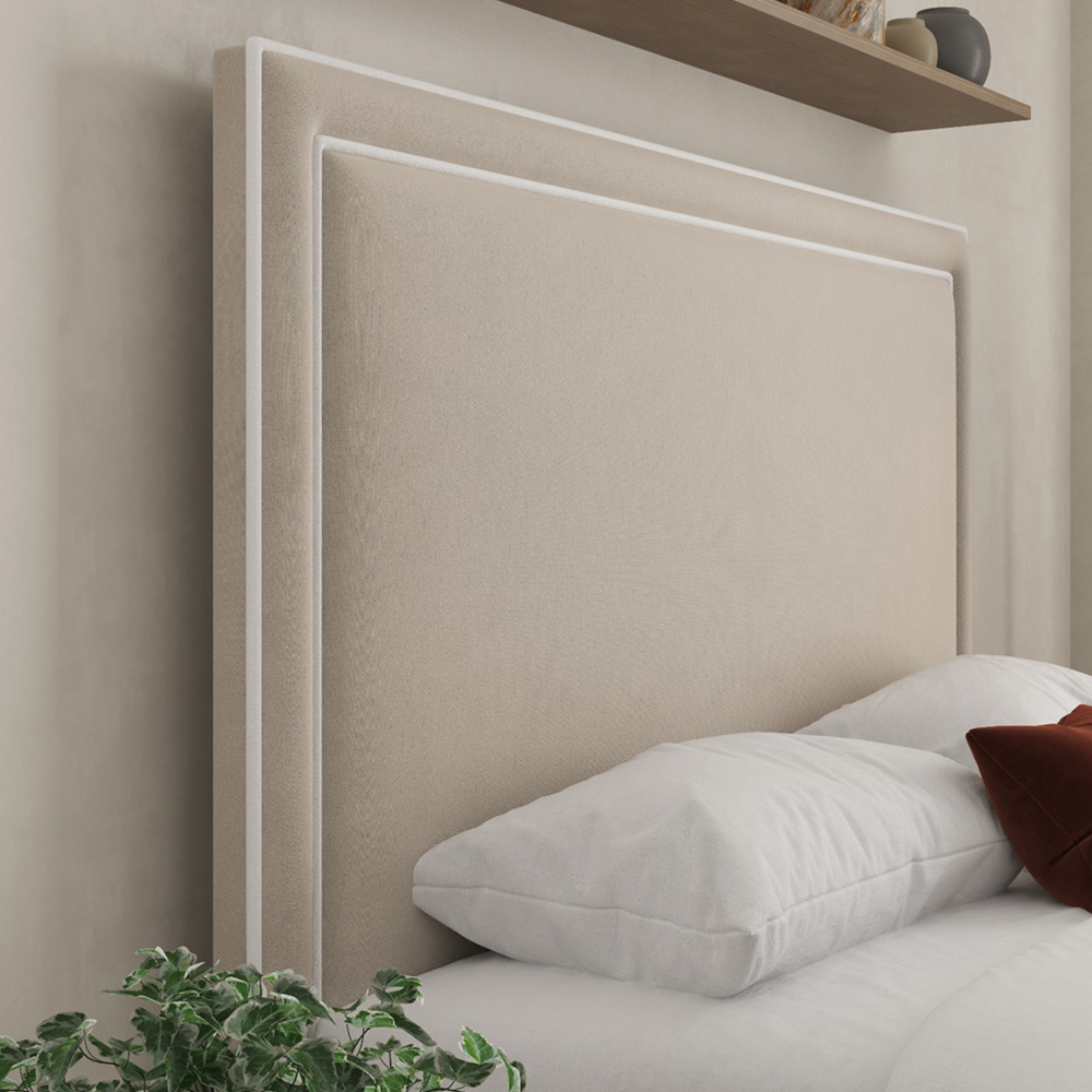 DS Living Verona King Size Bistra Beige Piping Ottoman Bed Image 2