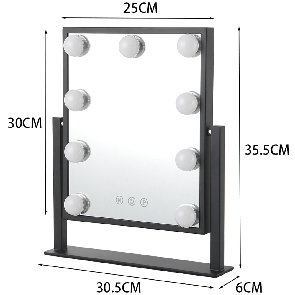 Living and Home Black Rotatable Hollywood LED Makeup Mirror Image 7