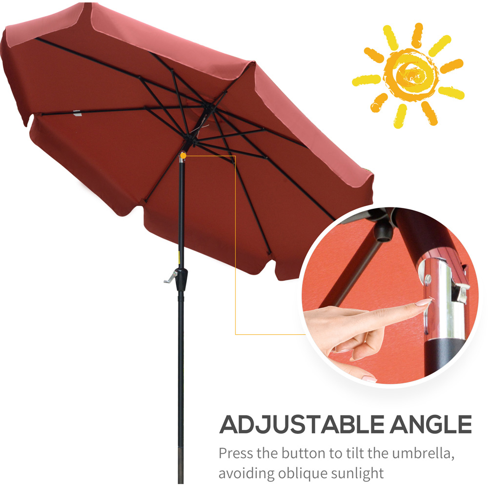 Outsunny Wine Red Crank and Tilt Parasol with Ruffles 2.66m Image 4