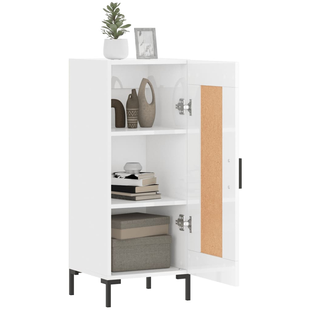 vidaXL Single Door High Gloss White Sideboard Image 4