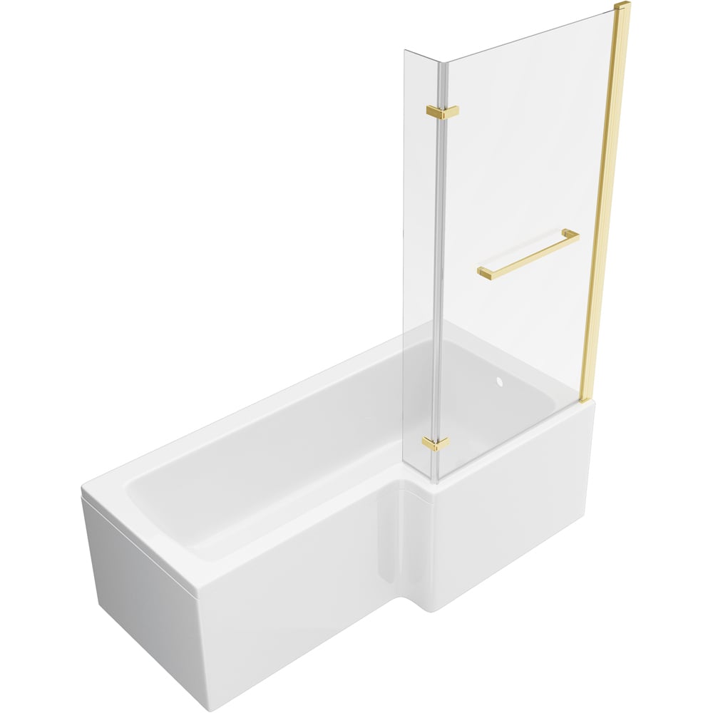 Bathstore Nazare Brushed Brass Right Hand L-Shape Shower Bath Set 1700 x 850mm Image 1