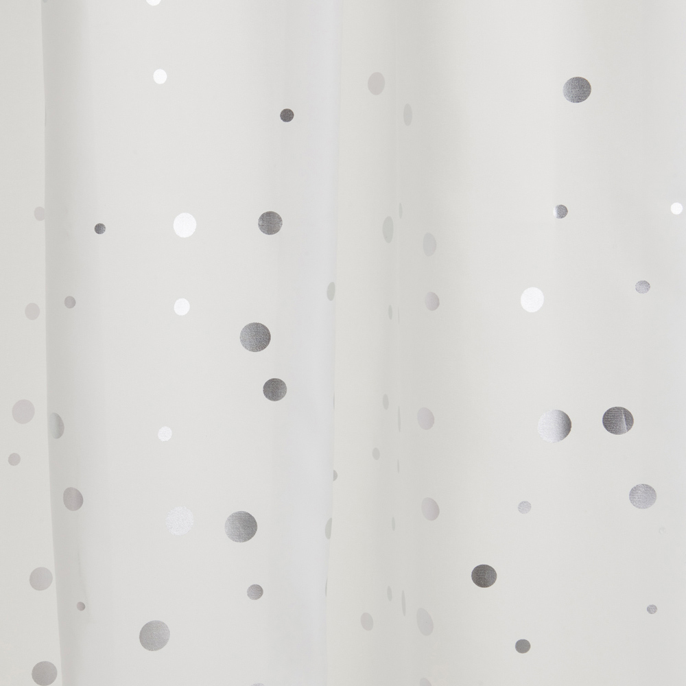 Wilko  Shower Curtain Silver Dots 180 x 180cm Image 2
