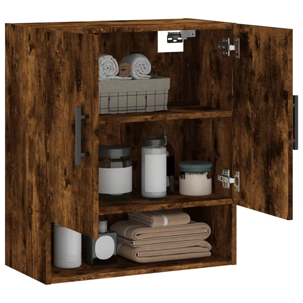 vidaXL 2 Door Single Shelf Smoked Oak Wall Cabinet Image 4
