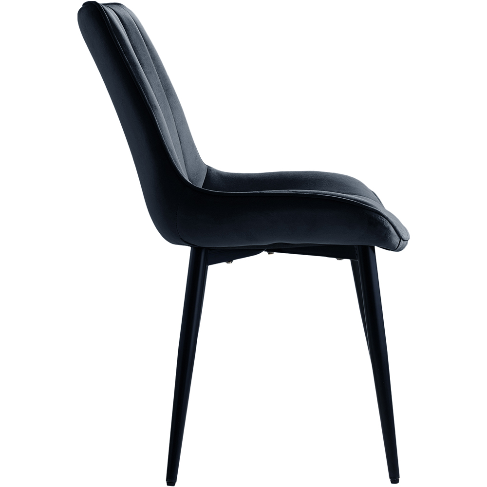 Living and Home Set of 2 Black Dutch Velvet Dining Chair Image 5