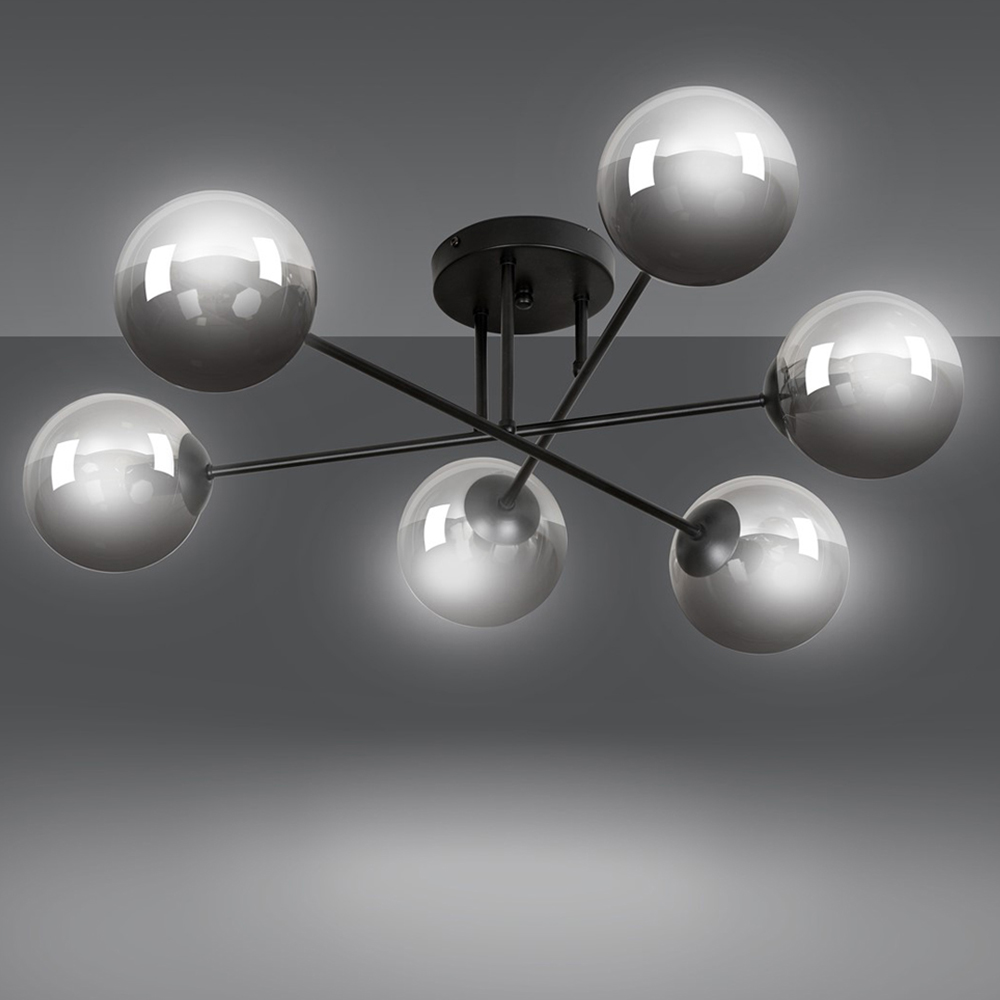 Emibig Brendi 6 Light Graphite Shade Black E14 Ceiling Light Image 3