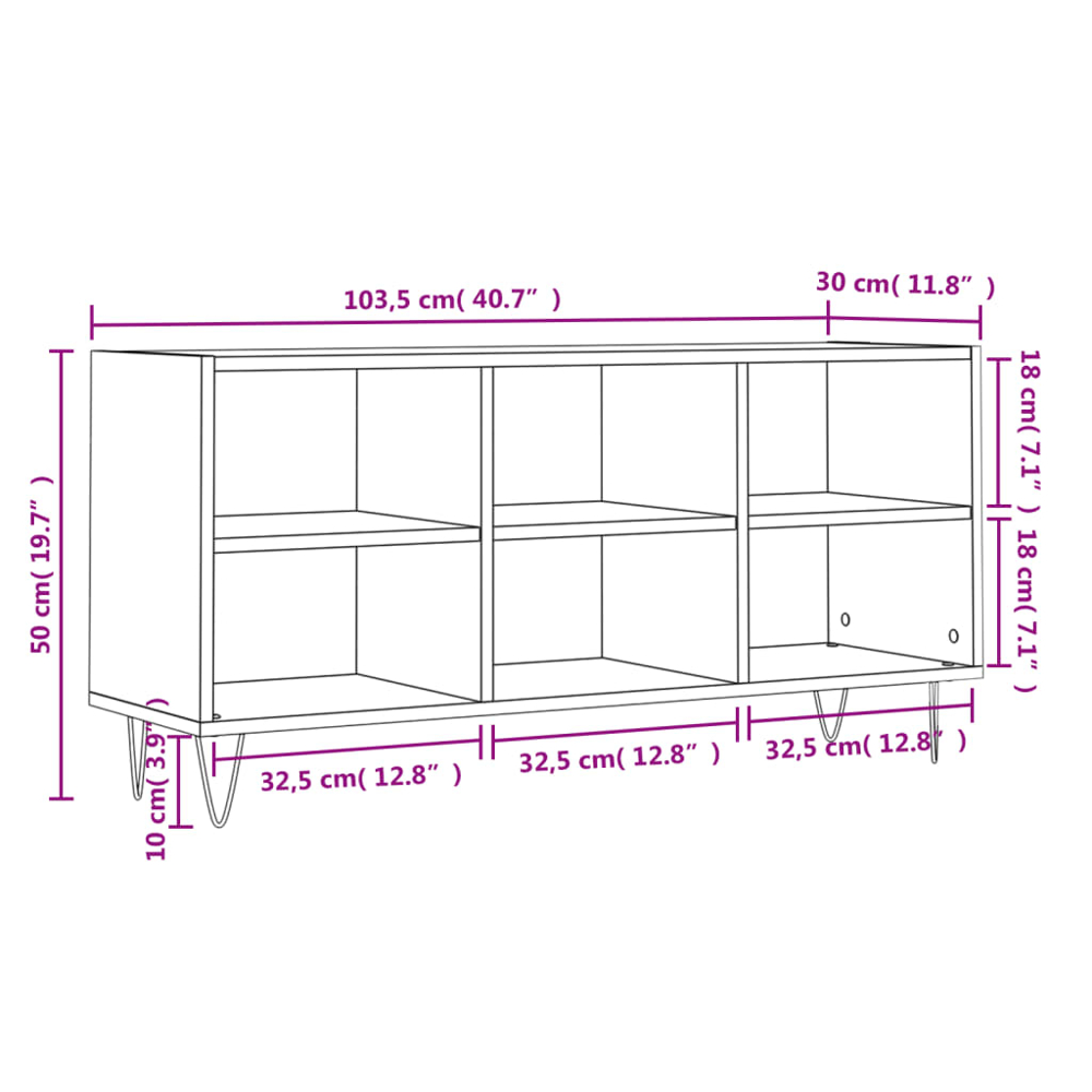 vidaXL 6 Shelf Concrete Grey TV Cabinet Image 9