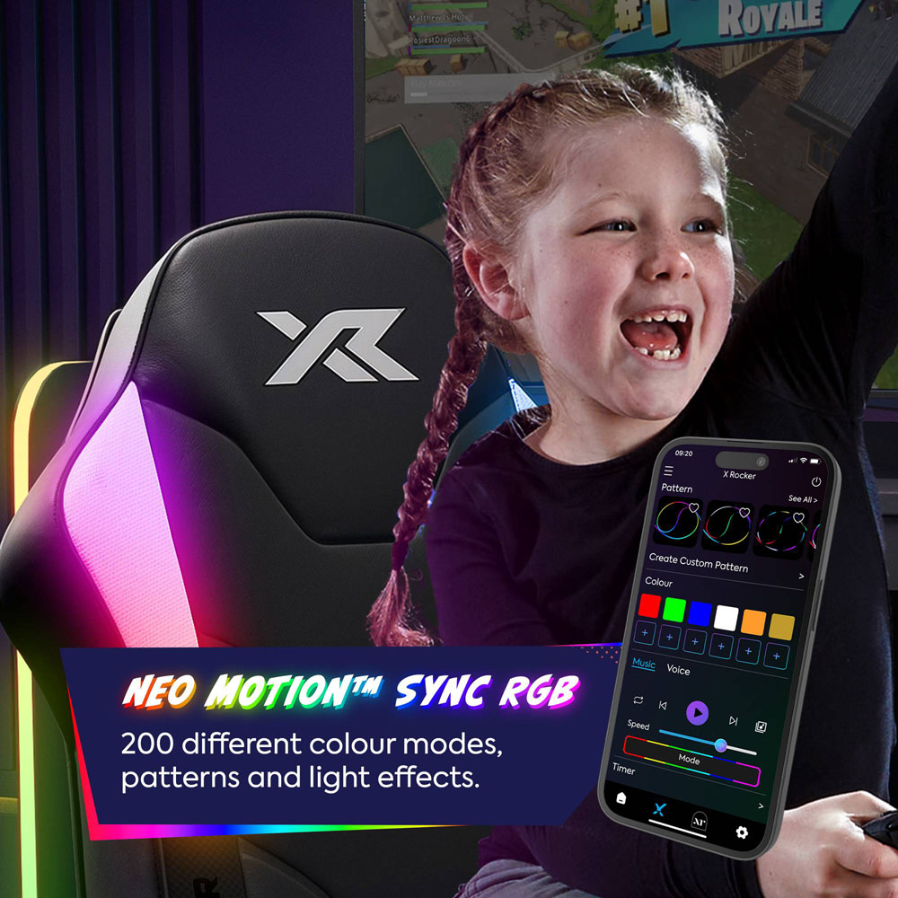 X Rocker Shadow Black RGB Stereo Audio Floor Rocker with App Controlled LED Lights Image 6