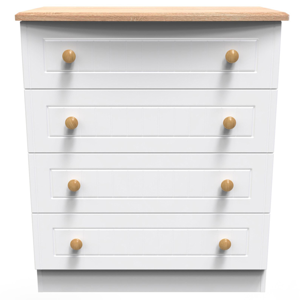 Crowndale Warwick 4 Drawer White Ash and Oak Chest of Drawers Image 2