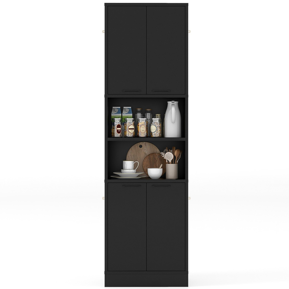 Costway 2 Door 2 Shelf Black Tall Freestanding Cupboard Image 3