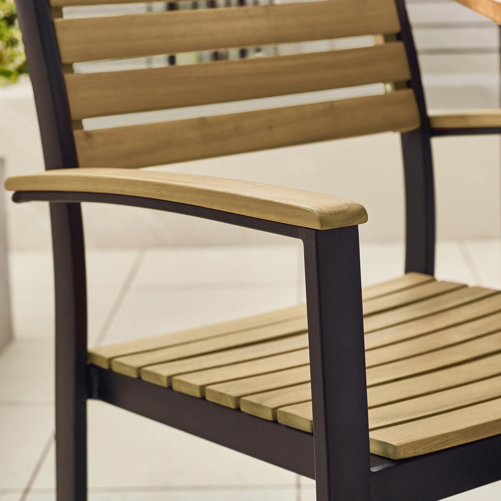 Furniturebox Mallow 6 Seater Teak Finish Wood Outdoor Extending Dining Set Image 5