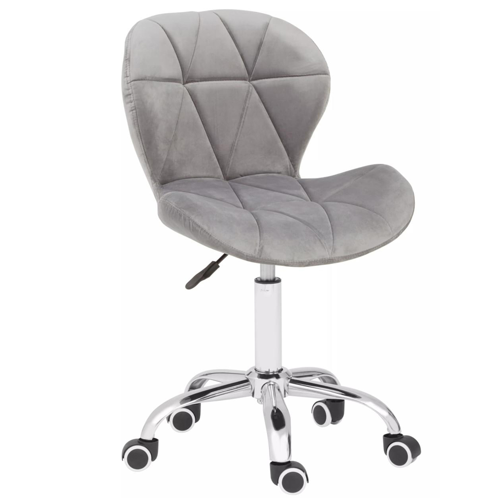 Premier Housewares Grey Velvet Quilted Home Office Chair Image 2