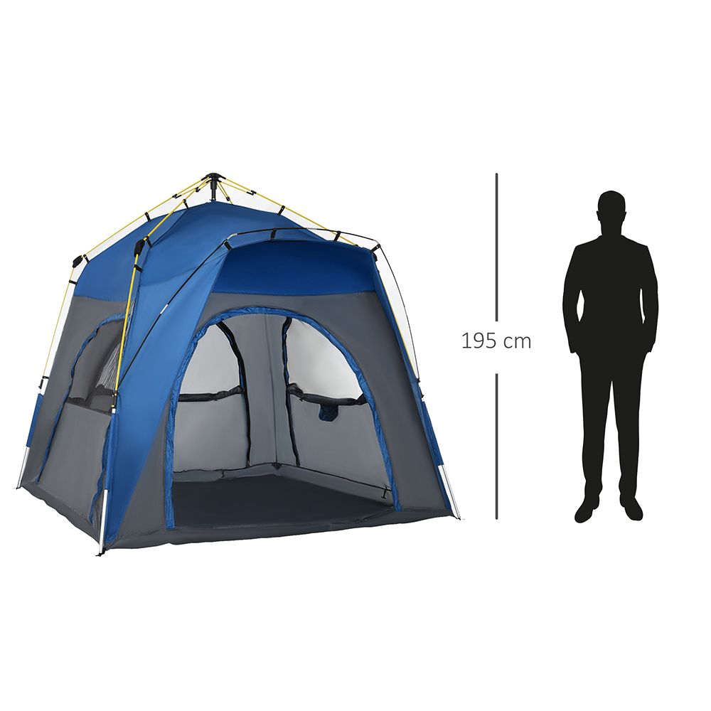 Outsunny 4 Person Pop Up Tent Grey/Blue Image 6