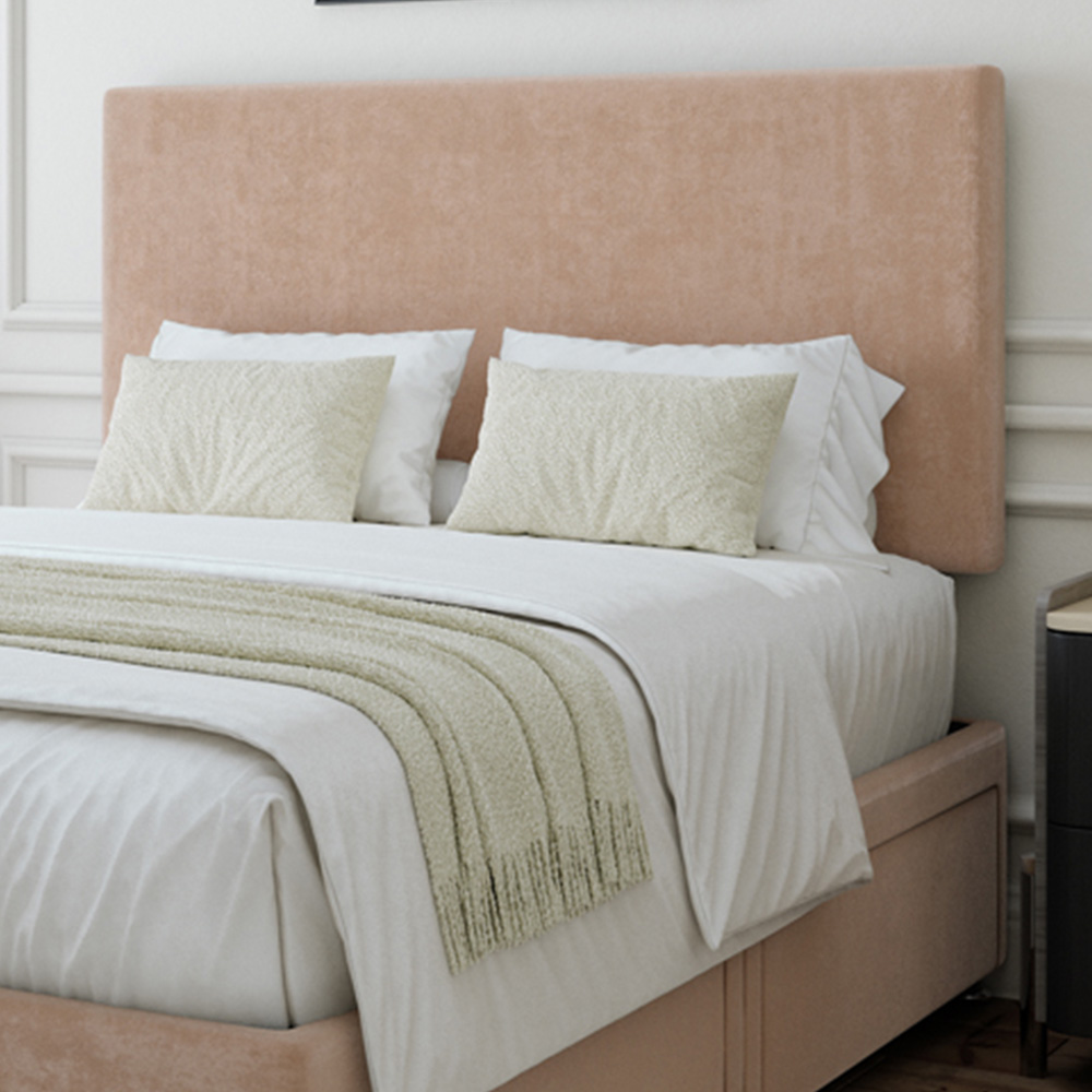 Bedmaster King Size Mink Naples Linen 4 Drawer Divan Base with Valencia Headboard Image 2