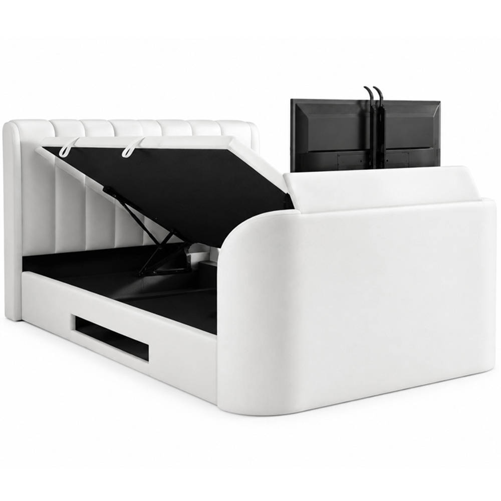 Webb Daniels Mayfair King Size Natural Fabric Ottoman Media TV Bed with 2.1 Soundbar Image 4