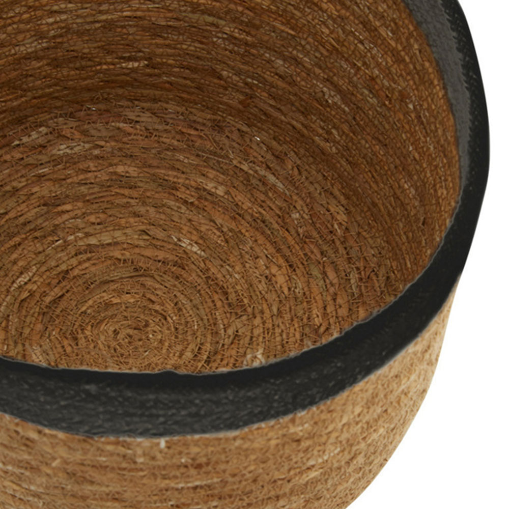Premier Housewares Natural and Black Round Seagrass Basket Set of 3 Image 4