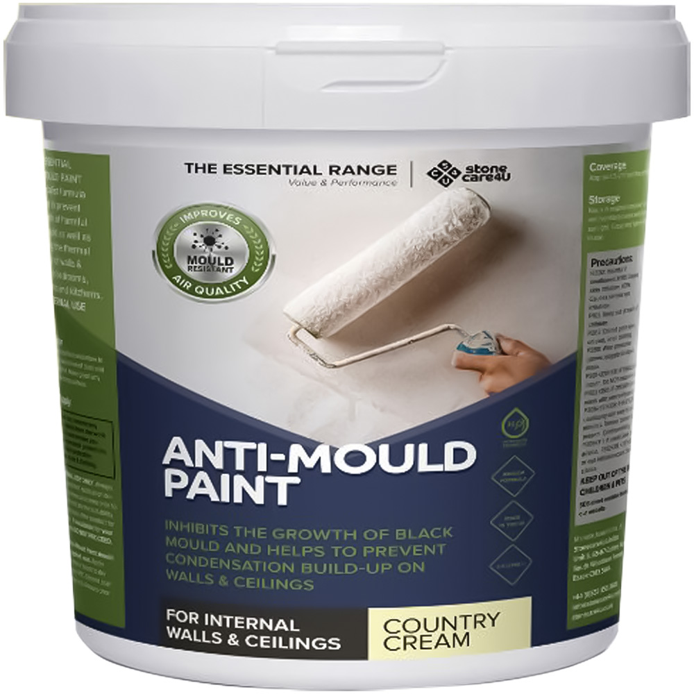 StoneCare4U Essential Walls & Ceilings Country Cream Matt Anti Mould Paint 2.5L Image 2