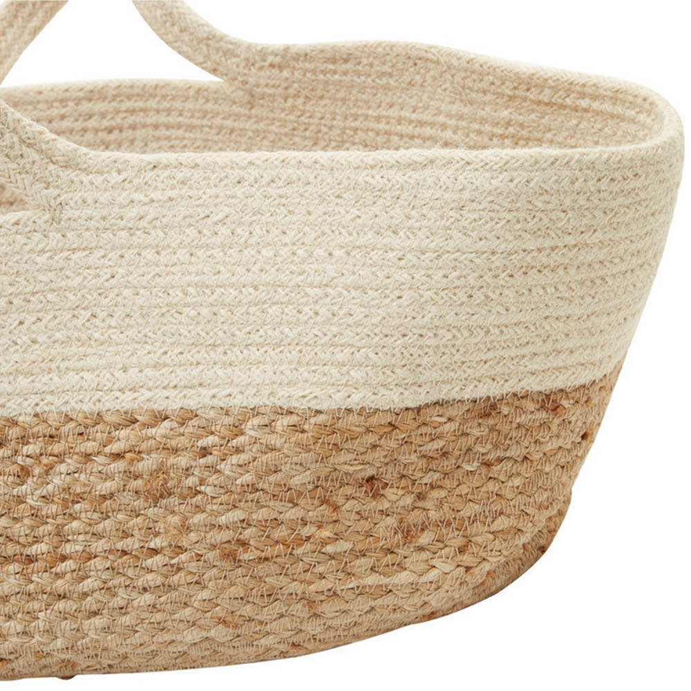 Premier Housewares Natural and White Oval Jute Basket Image 5