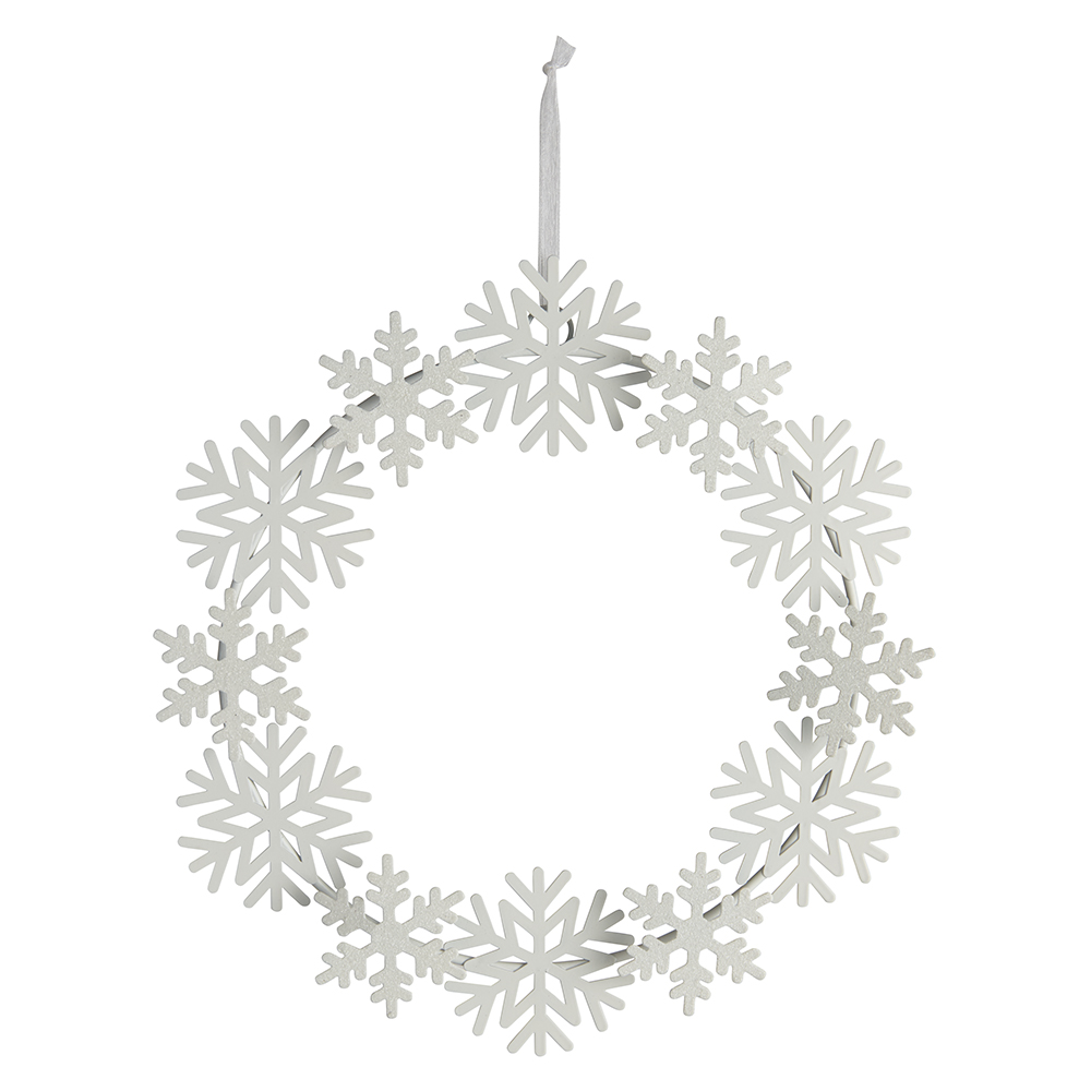 Wilko Frost White Metal Snowflake Wreath Image 1