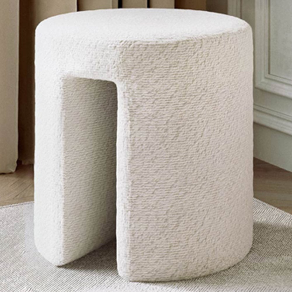 CARME Home Isla Ivory Bouclé Stool Image 1
