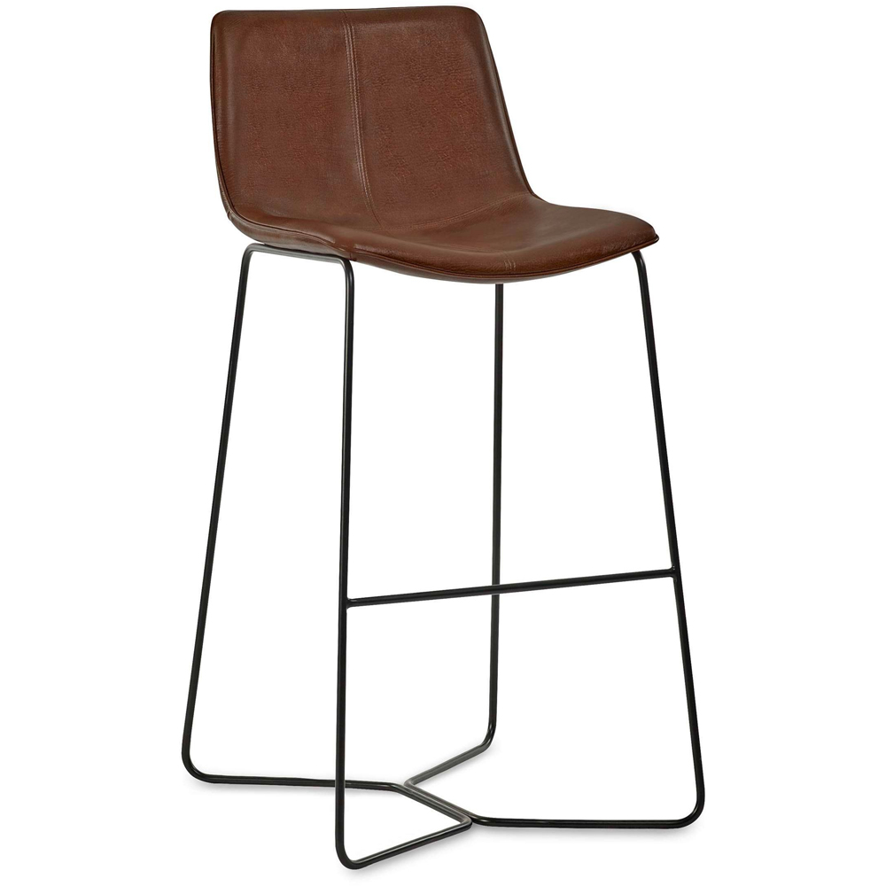 Julian Bowen Joren Set of 2 Tan Brown PU Leather Bar Stool Image 3